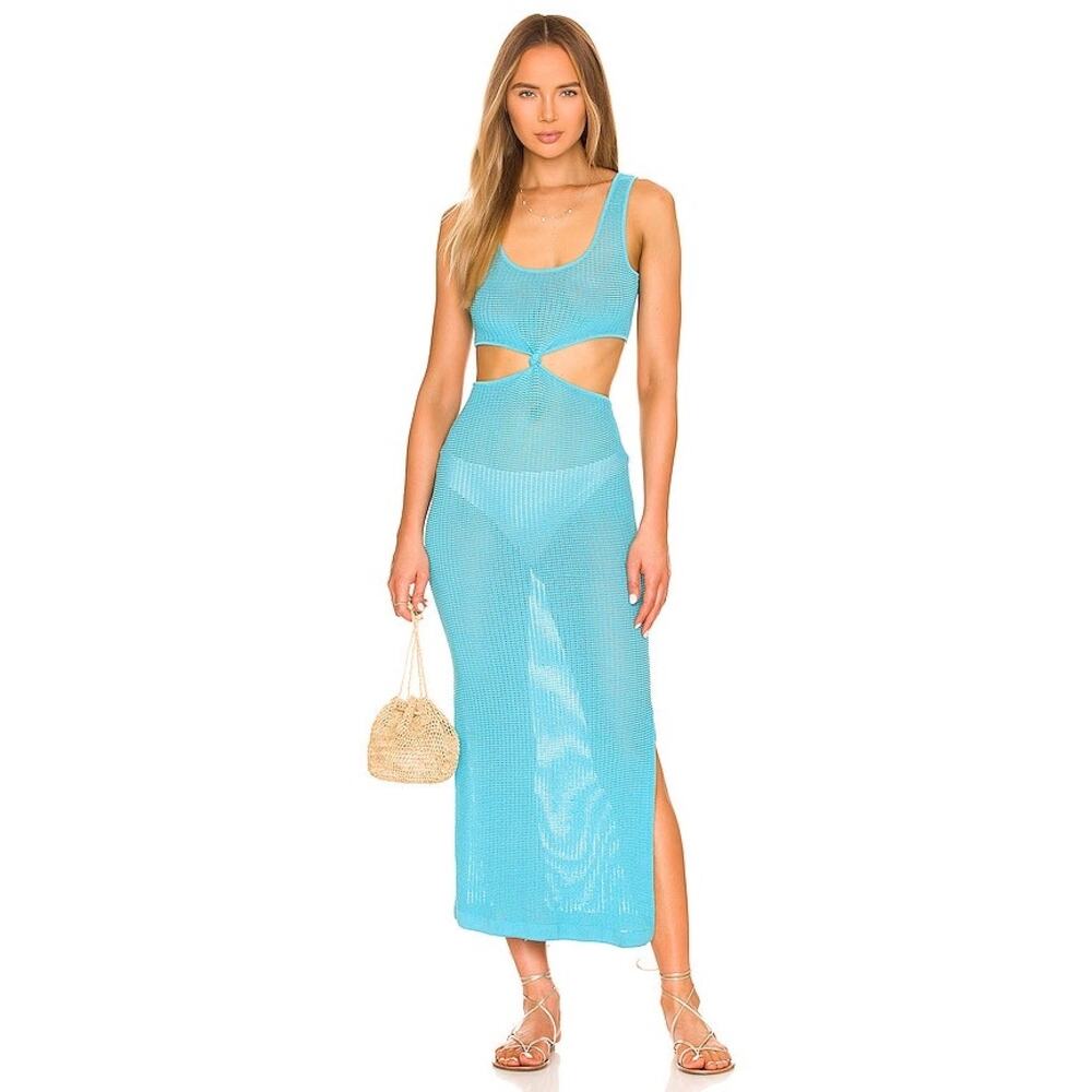 Solid & Striped The Bailey Dress Cerulean Blue mesh swim cover up size XL - Picture 11 of 11